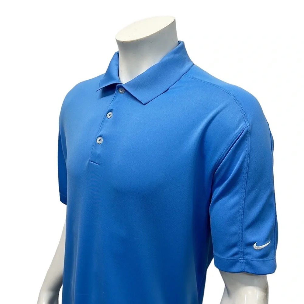 Nike Golf Dri Fit Performance Solid Carolina Blue White Men's Polo Shirt Size XL